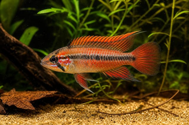 Agassiz's Dwarf Cichlid Super Red (Apistogramma agassizii super red) - natural aquarium image