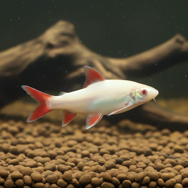 Albino Rainbow Shark / Red-Finned Shark, Epalzeorhynchos frenatum, albino colour form