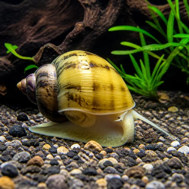 Colour mix Amularis sp. australs freshwater invertebrate, 1.5 to 2.5 cm, shown in a planted tropical aquarium