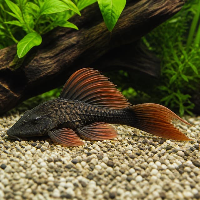 Ancistrus red black long fin — representative image