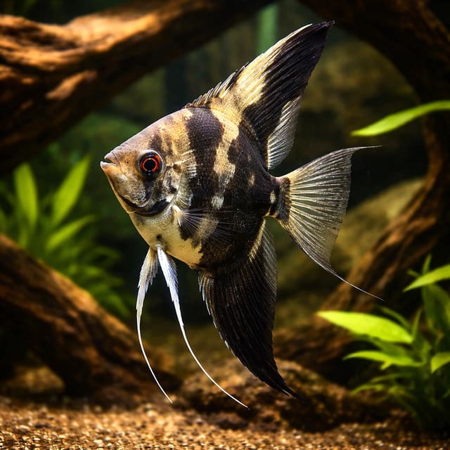 Smoke Angelfish (Pterophyllum scalare smoke) natural aquarium image