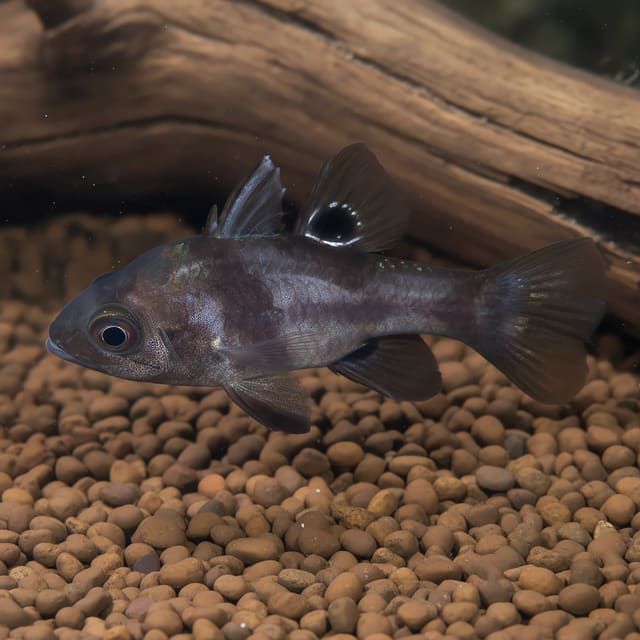 Black Cardinalfish Apogonichthyoides melas medium size marine fish with dark body
