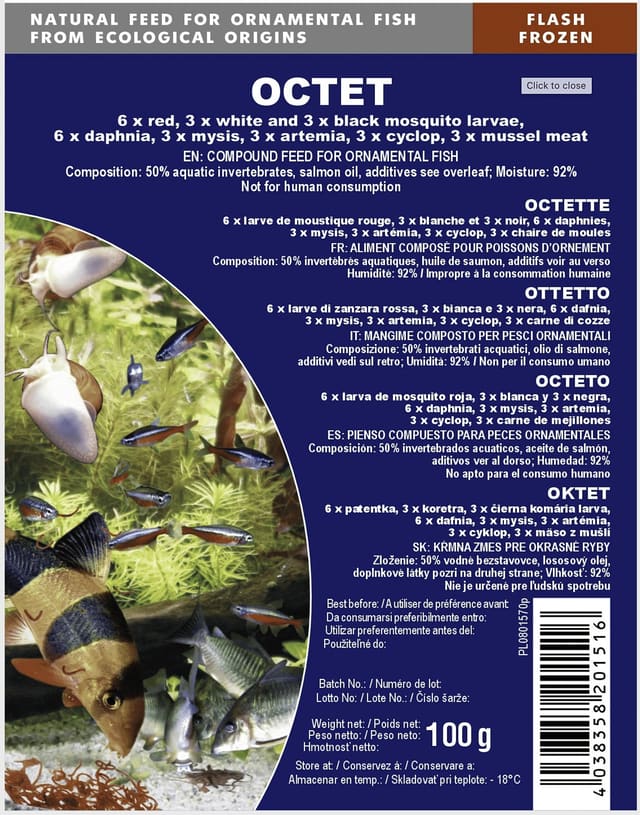Petra-Aqua Octet frozen fish food mix 6 x 100g blister