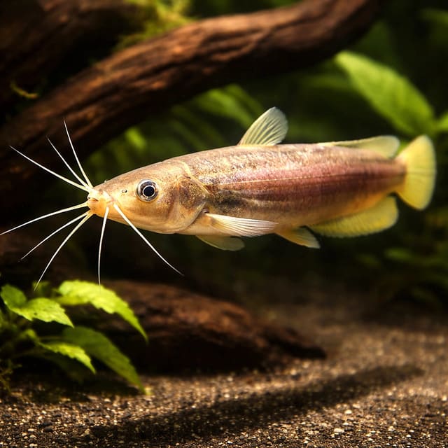 Asiatic Stinging Catfish (Heteropneustes fossilis) in a large covered aquarium