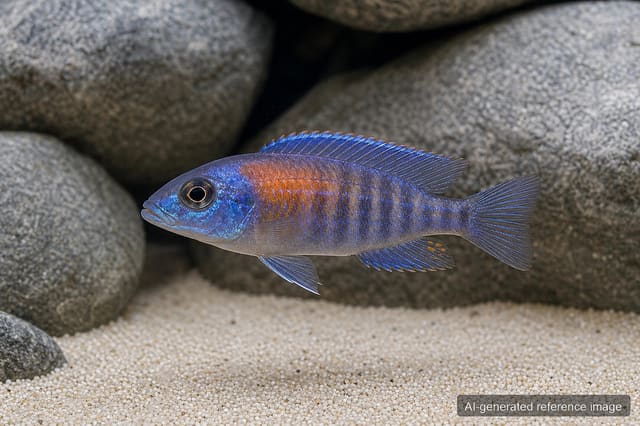 Aulonocara Red Flash peacock cichlid 5-7 cm with vivid red colouration