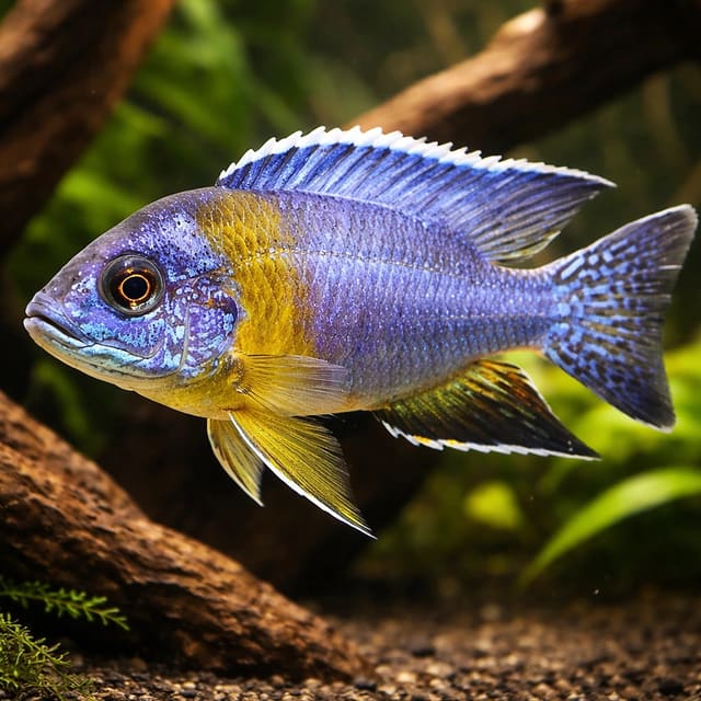 Neon Red Calico Peacock Cichlid (Aulonocara sp. Calico)