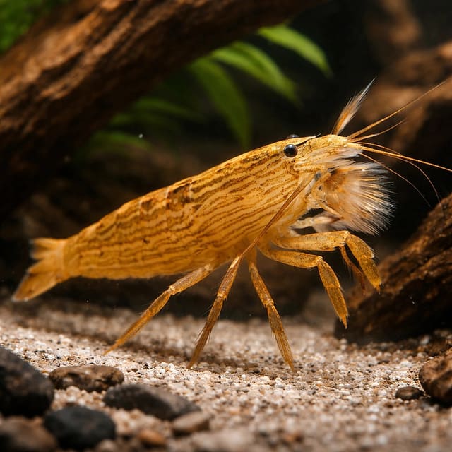 Wood Shrimp (Atyopsis moluccensis) natural aquarium image