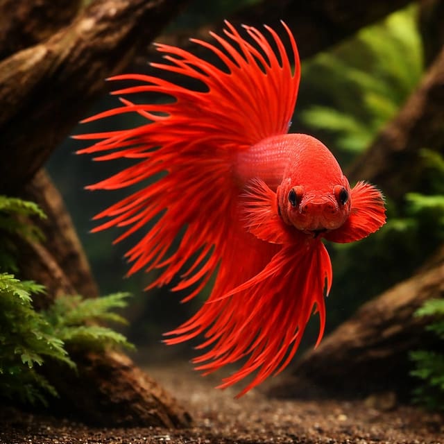 Betta spl. male crowntail red — betta fish temperature — Betta Fighter fish UK — representative image