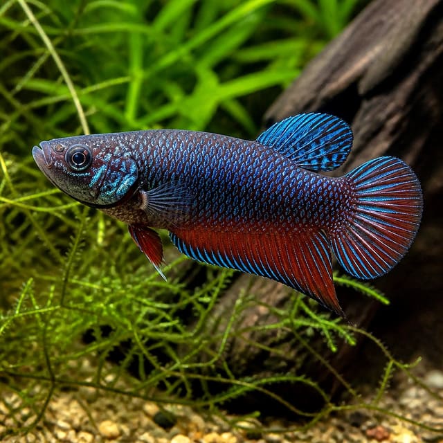 Betta persephone in a natural blackwater-style aquarium — representative image