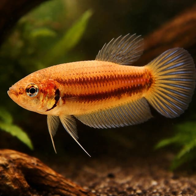 Female Mahachai Betta (Betta mahachaiensis) XL in planted aquarium