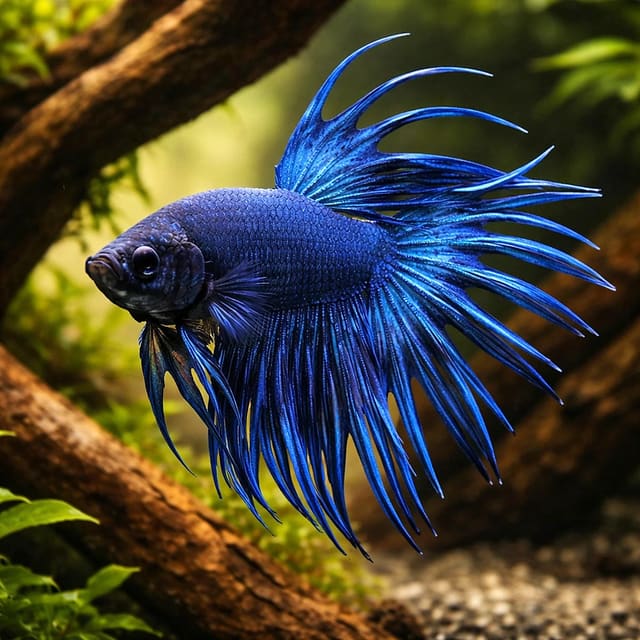 Betta spl. male crowntail blue XL — representative image