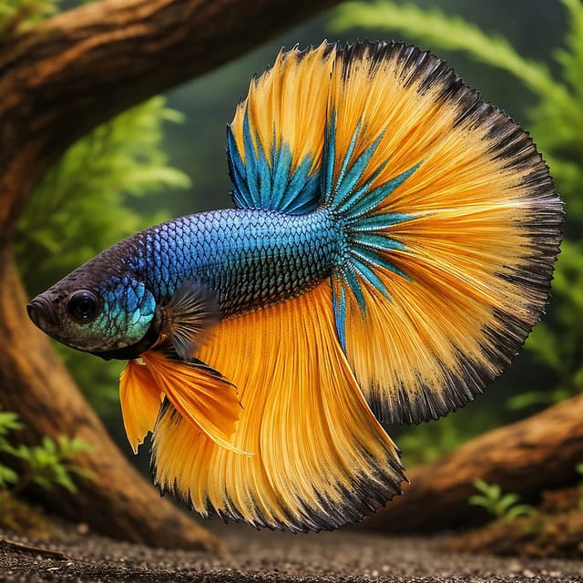 Betta spl. male Halfmoon Mustard XL — Fresh Water Fish
