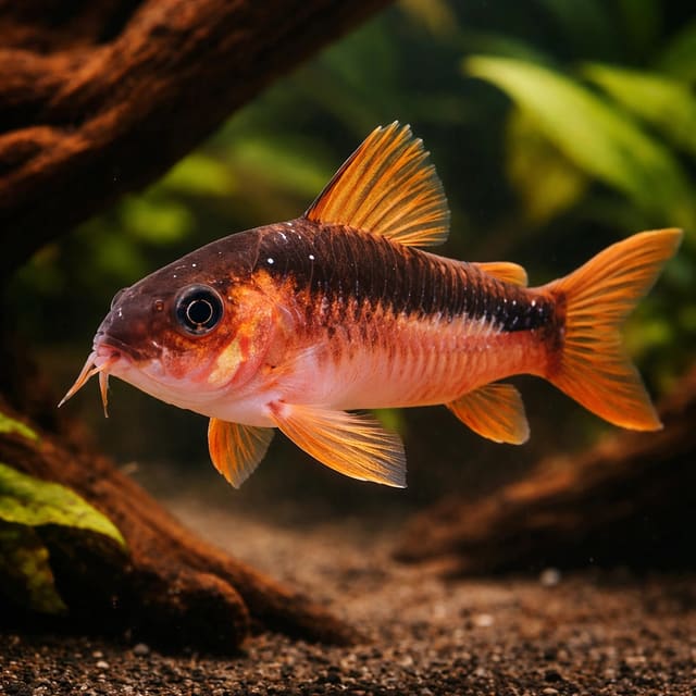 Black Band Cory (Corydoras zygatus) on soft sand