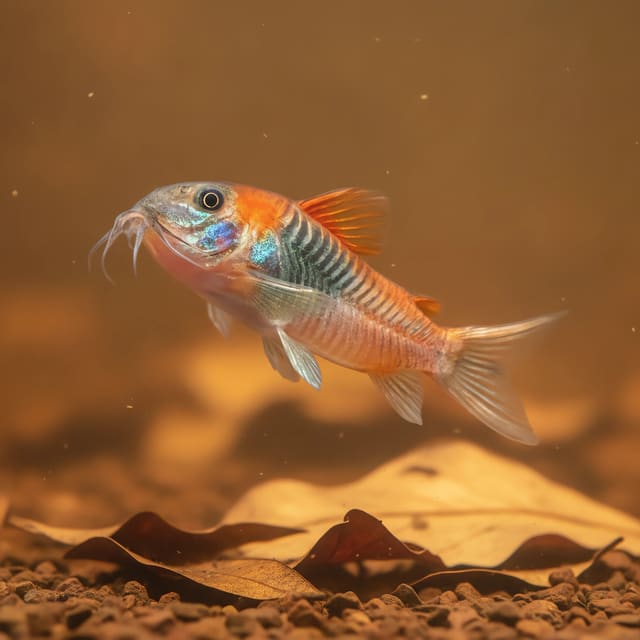 Illustrative Corydoras catfish aquarium image; not the Black Venezuelan fish supplied