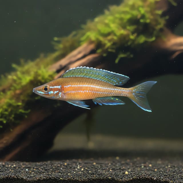Blue Neon Paracyprichromis Paracyprichromis nigripinnis side profile showing blue fin detail