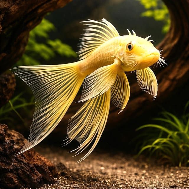 Albino Long Fin Bristlenose Pleco (Ancistrus sp.)