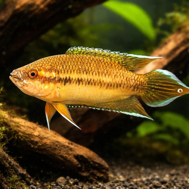 Brown Spiketail Paradisefish (Pseudosphromenus dayi) hero aquarium view — representative image