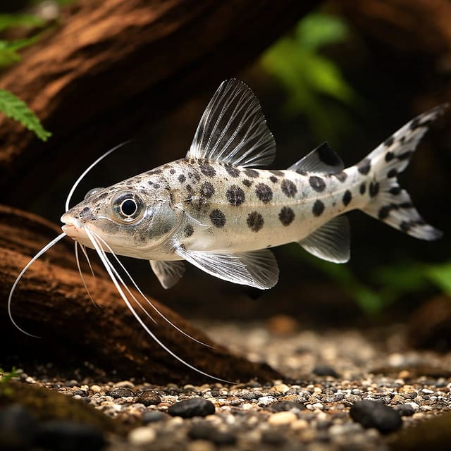Pictus Catfish (Pimelodus pictus) in a planted aquarium