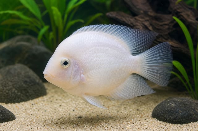 White Parrot Cichlid (Cichlasoma hybrid white parrot) - natural aquarium image