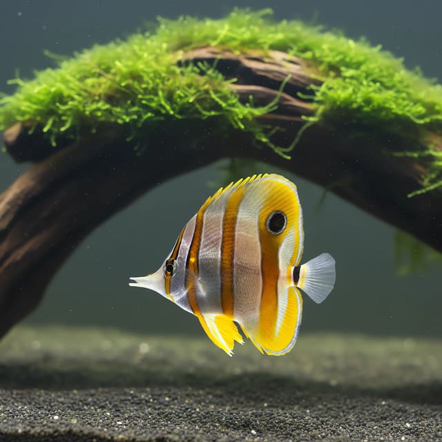 Copperband Butterflyfish (Chelmon rostratus) in a mature marine aquarium