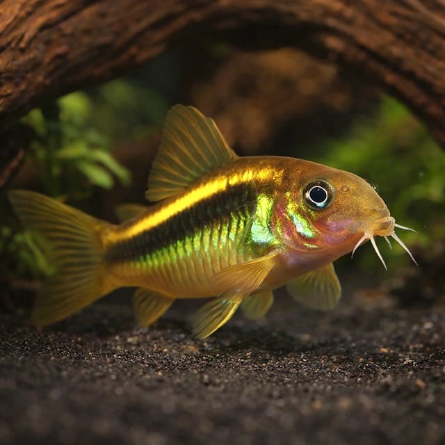 Gold Laser Cory (CW010) over dark sand, representative illustration