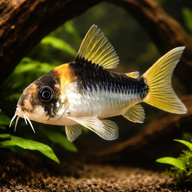 Illustrative Duplicate Cory showing the broad dorsal stripe; not the exact fish supplied