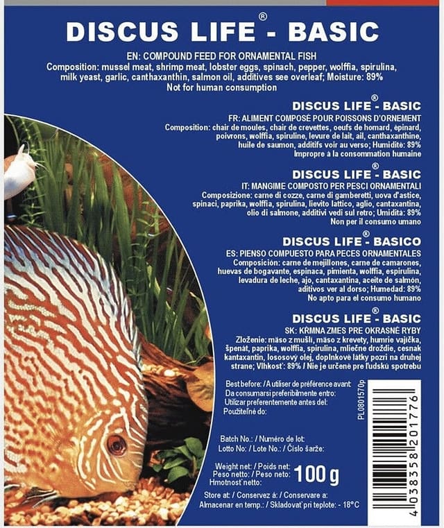 Discus Life Basic frozen blister food 6 x 100g pack