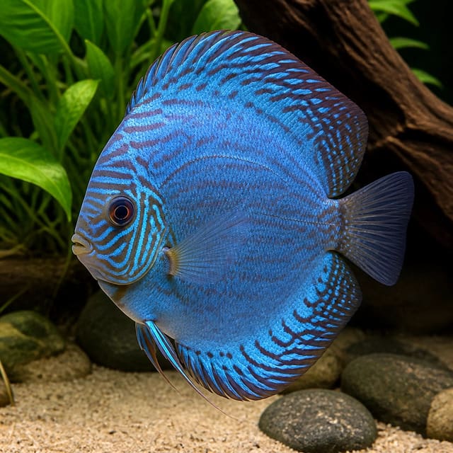 Royal Blue Discus Fish (Symphysodon aequifasciatus)