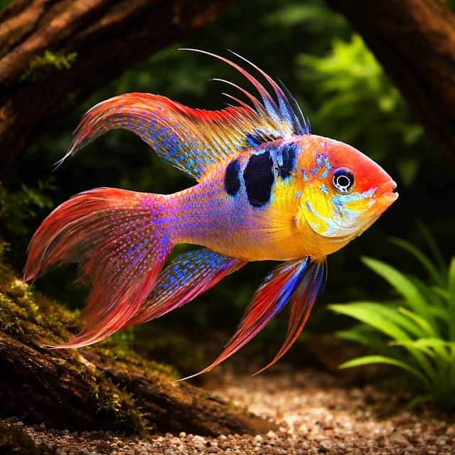 German Blue Ram (Mikrogeophagus ramirezi)