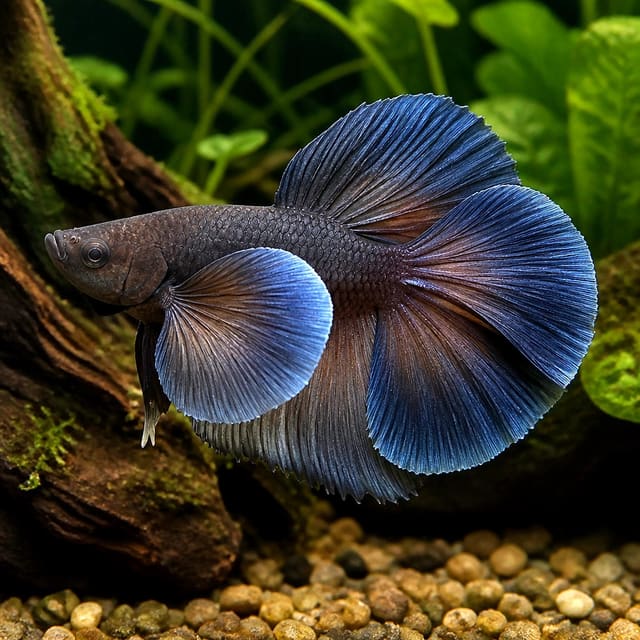 XL male Elephant Ear Betta fish with oversized pectoral fins and flowing ornamental finnage