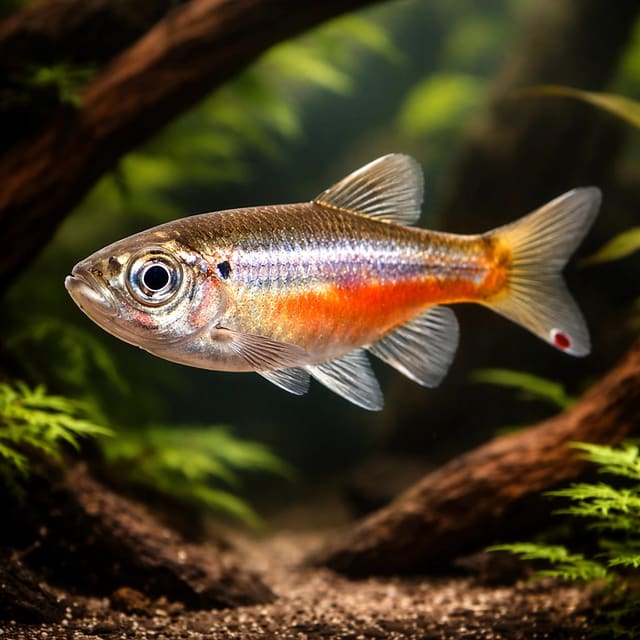 Fireline Devario Devario sondhii in a planted aquarium