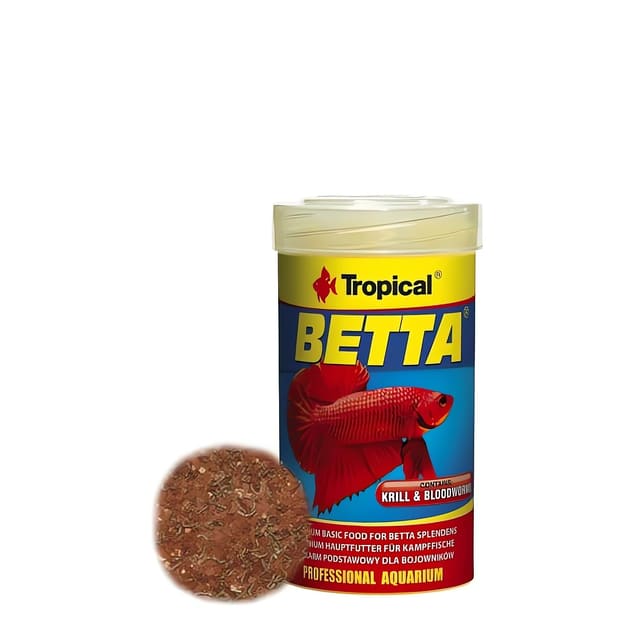 Tropical Betta Flakes bloodworm and krill flake fish food pack