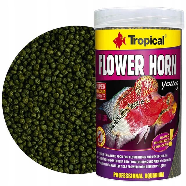 Tropical Flower Horn Young Pellet 250ml/95g small floating cichlid food