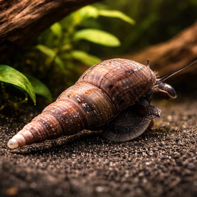 Live Melanoides granifera freshwater trumpet snail at 1 cm for planted aquariums