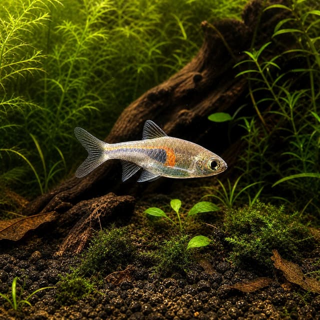 Glowlight Rasbora (Trigonostigma hengeli) in a planted aquarium