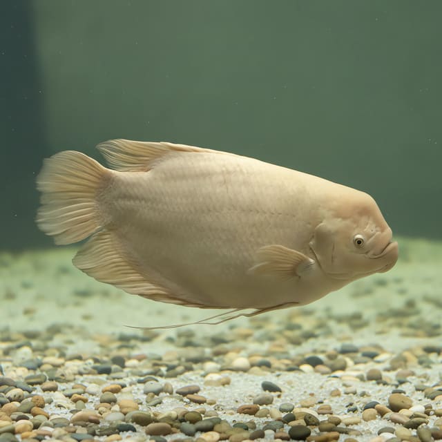 Juvenile Gold Giant Gourami (Osphronemus goramy) in a planted freshwater aquarium