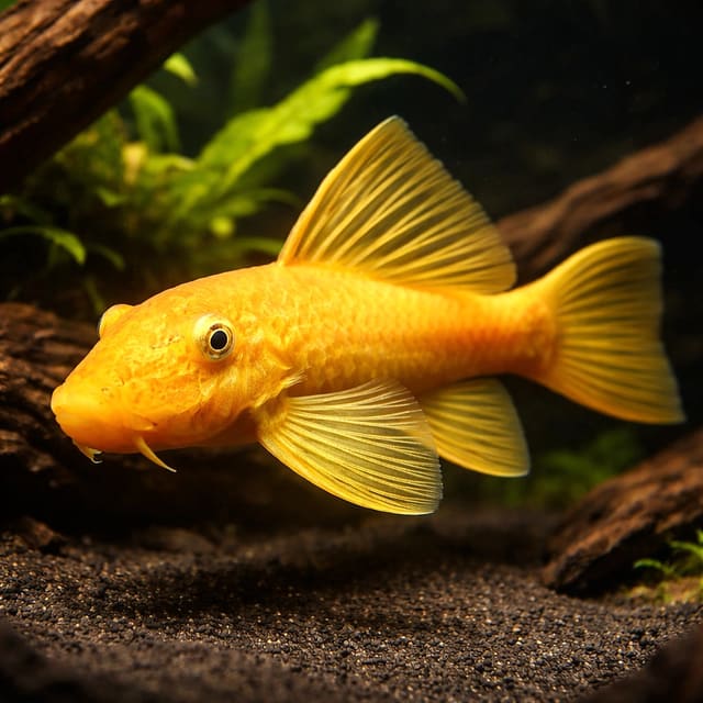 Representative Marigold Bristlenose Pleco (Ancistrus sp. gold), a golden bristlenose trade form