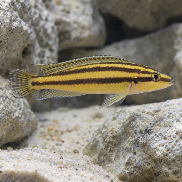 Golden Julie Yellow Zaire (Julidochromis ornatus) – illustrative image, individual fish vary