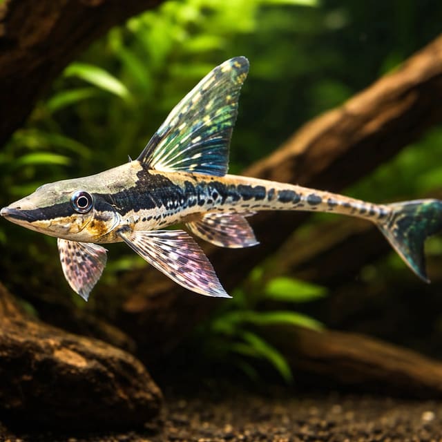 Golden Whiptail Catfish (Sturisomatichthys aureus) long whiptail loricariid