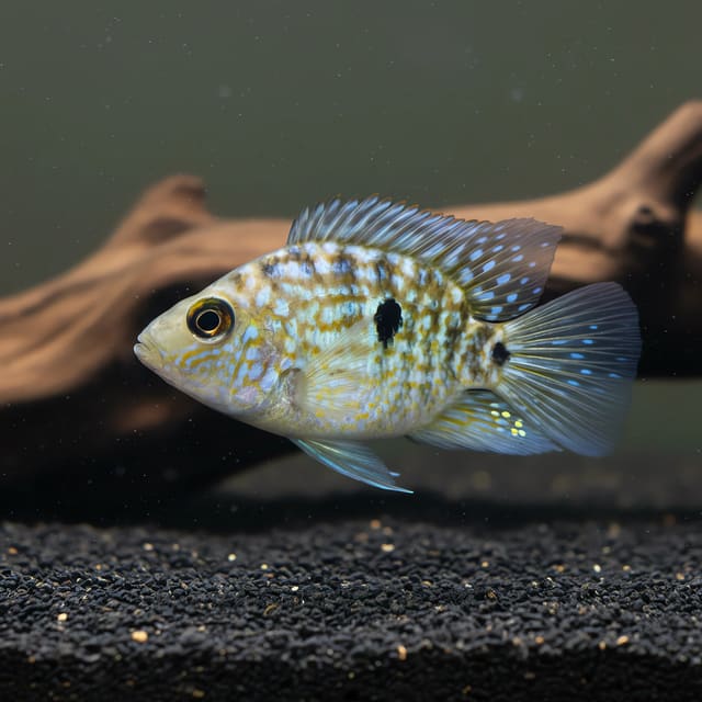 Herichthys carpintis round pearlscale in a planted aquarium — representative image