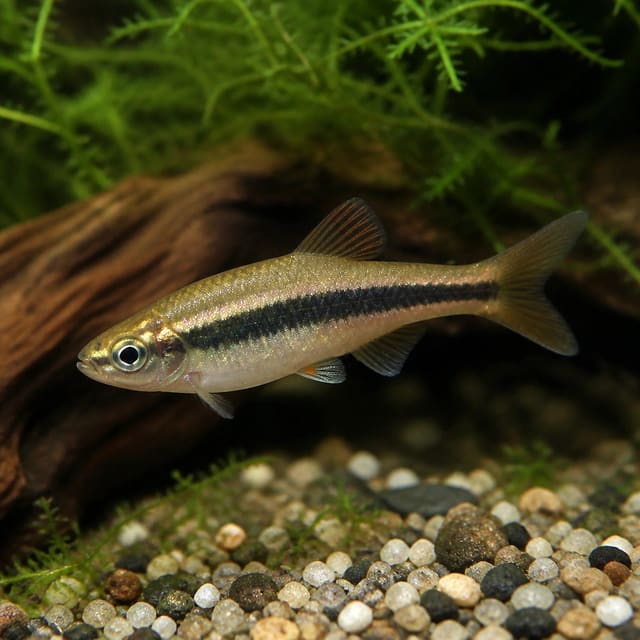 Glowlight Carplet (Horadandia atukorali) in a planted aquarium