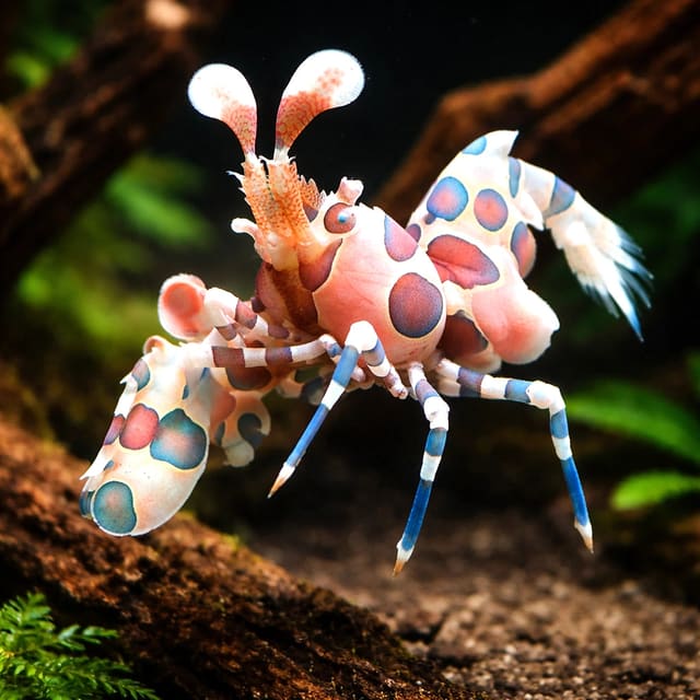 Harlequin Shrimp Hymenocera elegans M size marine invertebrate with striking patterned body