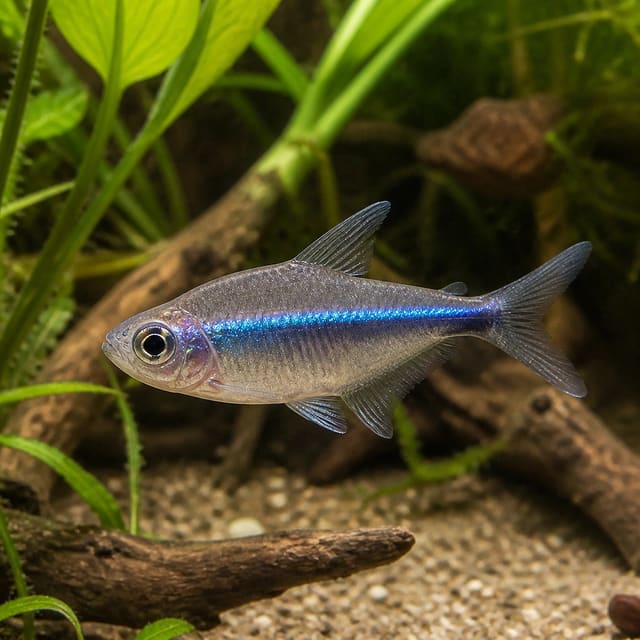 Lapis Blue-Tailed Tetra Hyphessobrycon cyanotaenia in a planted aquarium