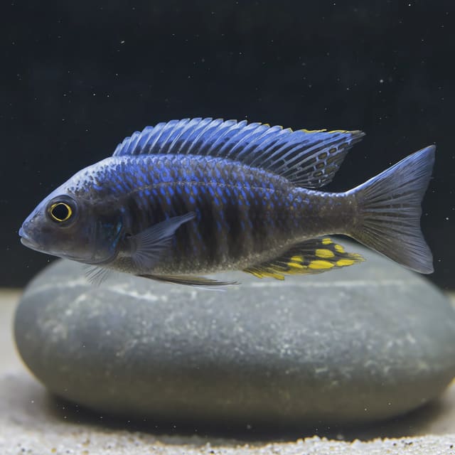 Kande Island Peacock Cichlid Aulonocara kandeense in a Lake Malawi style aquarium