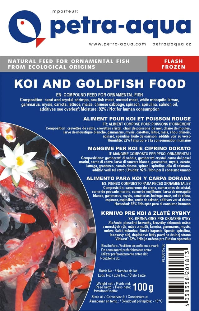 Petra Koi and Goldfish Special frozen blister fish food 6 x 100g pack