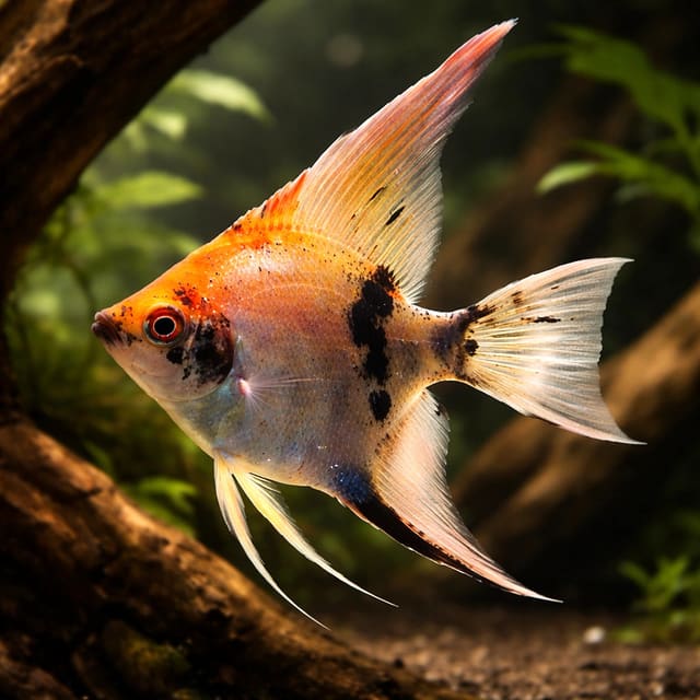 Koi Angelfish (Pterophyllum scalare koi) natural aquarium image