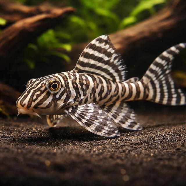 L066 King Tiger Pleco (Hypancistrus sp.) with bold striped patterning