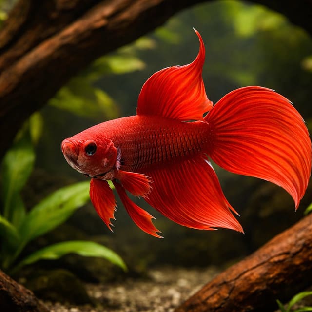 Libby Betta, Split-Tailed Betta red XL — Fresh Water Fish