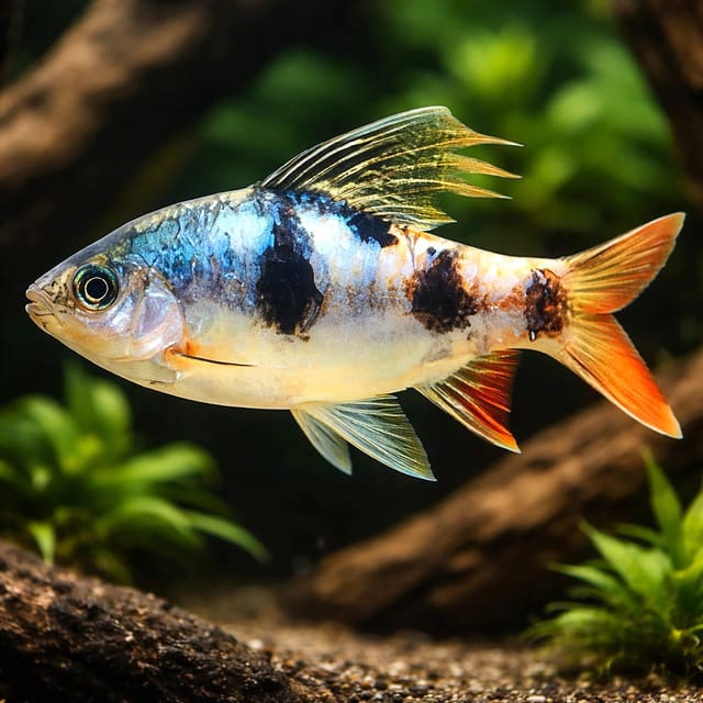 Longfin Barb, Dawkinsia arulius, exact source photo and planted aquarium views