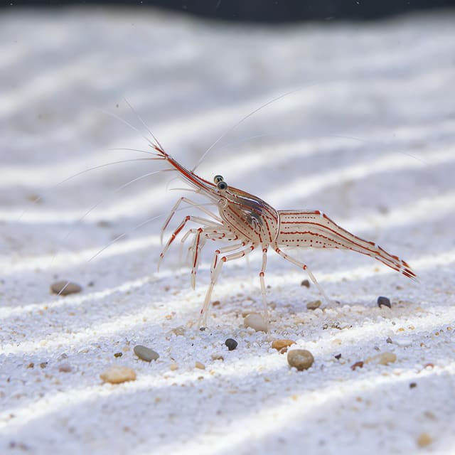 Lysmata kuekenthali marine cleaner shrimp on live rock in a reef aquarium